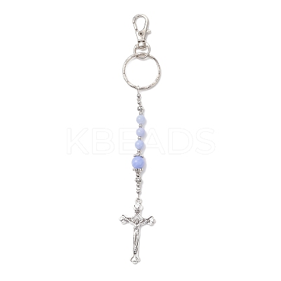 Cross Gemstone & Alloy Pendant Keychains KEYC-JKC01449-1