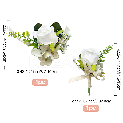 2Pcs 2 Style Silk Cloth Imitation Rose Corsage Boutonniere AJEW-CP0001-61A-1