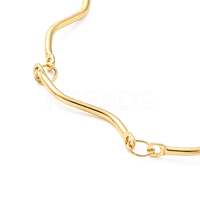 304 Stainless Steel Wave Bar Link Chain Necklace for Women NJEW-A008-07G-1