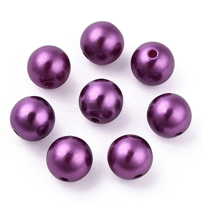 Spray Painted ABS Plastic Imitation Pearl Beads OACR-T015-05B-11-1