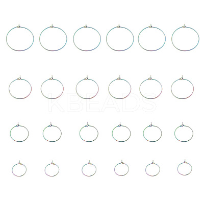 24Pcs 4 Size Ion Plating(IP) 316L Surgical Stainless Steel Hoop Earring Findings STAS-ZZ0001-03M-1