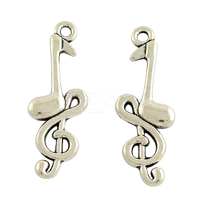 Tibetan Style Alloy Musical Note Pendants TIBEP-558-AS-FF-1