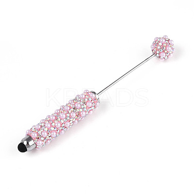 ABS Imitation Pearl & Polymer Clay Pave Rhinestone Touch Screen Stylus AJEW-T013-06G-1