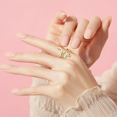 3Pcs Snake Brass Wide Band Rings RJEW-ME0001-01-1