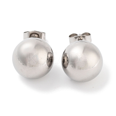 Non-Tarnish Round 316 Surgical Stainless Steel Stud Earrings for Women Men EJEW-Z050-17P-1