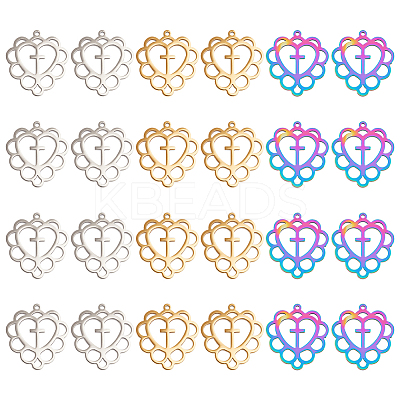24Pcs 3 Colors 304 Stainless Steel Pendants STAS-DC0012-02-1