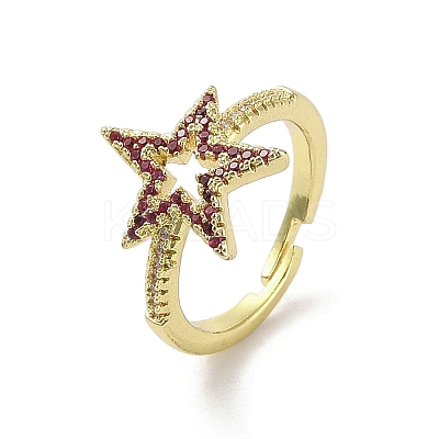Brass Pave Cubic Zirconia Adjustable Rings RJEW-M170-24G-1