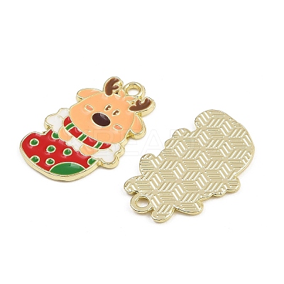 Christmas Deer Theme Alloy Enamel Pendants LS-ENAM-D304-01D-G-1