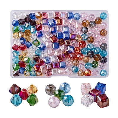 150Pcs 3 Style Electroplate Glass Beads Strands EGLA-YW0001-38-1