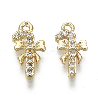 Brass Micro Pave Clear Cubic Zirconia Charms KK-S348-525-NF-1
