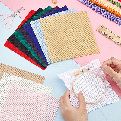 11Pcs 11 Colors 14CT Cross Stitch Fabric Sheets DIY-BC0012-12-1