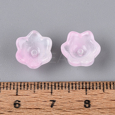 Transparent Two Tone Spray Painted Glass Bead Caps A-GLAA-Q089-002B-008-1