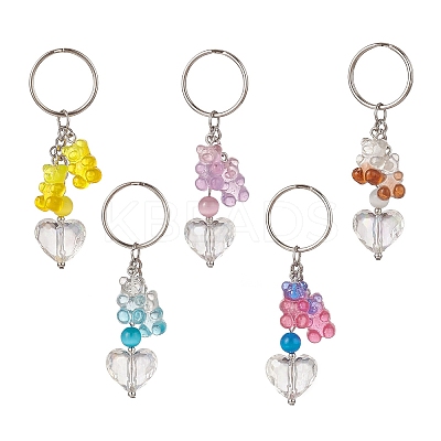 Gradient Bear & Heart Acrylic Pendant Keychain KEYC-TA00005-1