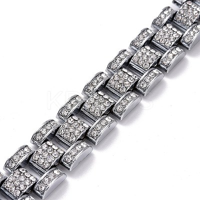 Men's Crystal Rhinestone Solid Link Chain Bracelet LS-BJEW-I297-02P-1
