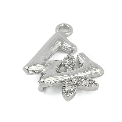 Brass Crystal Rhinestone Letter Links Connector Charms KK-S395-06P-W-1