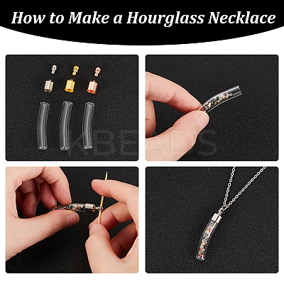 6 Set 3 Colors Transparent Glass Vial Pendant Normal Link Connectors GLAA-PH0002-31-1