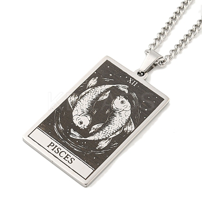 Non-Tarnish 304 Stainless Steel Tarot Pendant Necklaces NJEW-A026-01P-12-1