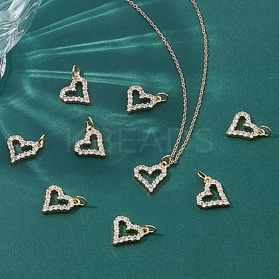 12Pcs Rack Plating Brass Micro Pave Cubic Zirconia Pendants ZIRC-HS0001-12-1