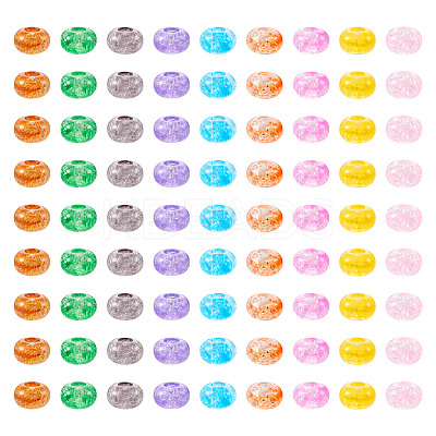 90Pcs 9 Colors Transparent Crackle Acrylic Beads MACR-TA0001-28-1