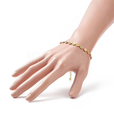 Colorful Enamel Flower Link Chain Bracelet BJEW-JB09940-1