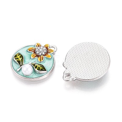 Rack Plating Alloy Rhinestone Enamel Pendants ENAM-N065-15P-1