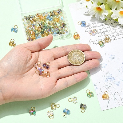 60Pcs 10 Style Glass Pendants PALLOY-YW00162-1