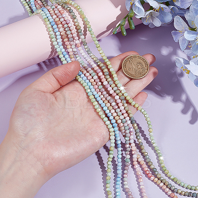 7 Strands 7 Colors Ombre Effect Dyed Glass Beads Strands GLAA-ME0001-08-1