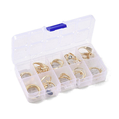 20Pcs 10 Styles Brass Adjustable Open Cuff Rings Set RJEW-A039-01G-1