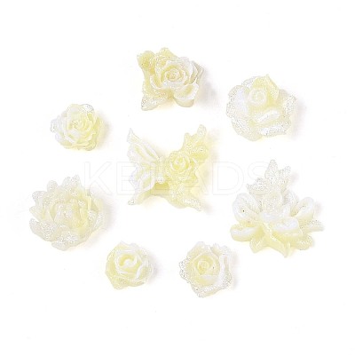 Luminous Flower Resin Cabochons CRES-T025-10E-1