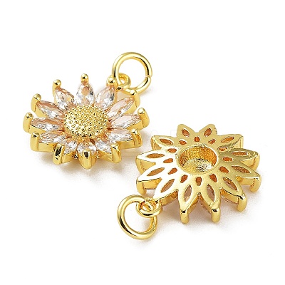 Rack Plating Brass Clear Cubic Zirconia Pendants KK-B078-01G18-1