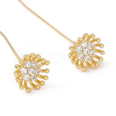 Brass Micro Pave Clear Cubic Zirconia Flower Head Pins LS-FIND-B009-08G-1