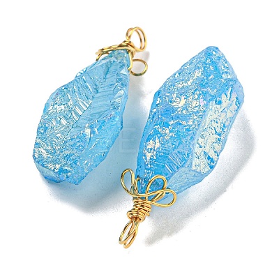 Electroplated Raw Rough Natural Quartz Crystal Big Pendants G-A229-02G-09-1