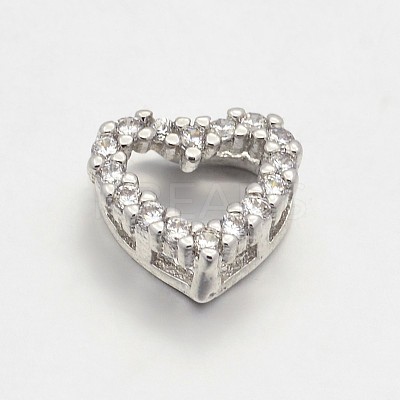 CZ Brass Micro Pave Grade AAA Cubic Zirconia Open Heart Beads KK-O061-05P-NR-1