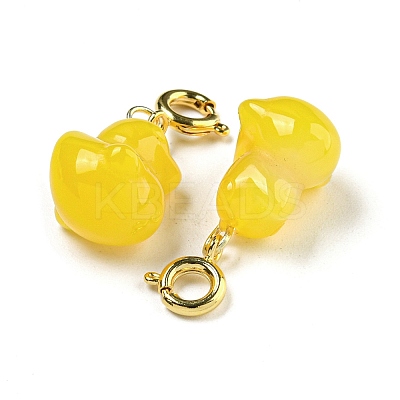 Duck Rack Plating Heated Natural Yelloy Agate Pendant Decorations KK-NH0006-01G-1