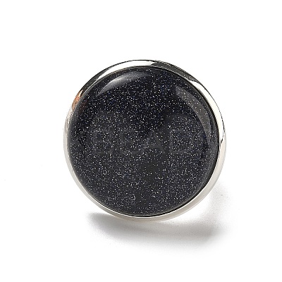 Synthetic Blue Goldstone Round Adjustable Rings RJEW-K371-09S-18-1