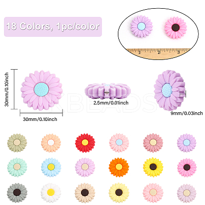 18Pcs 18 Colors Food Grade Eco-Friendly Silicone Beads SIL-CA0002-18-1
