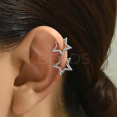 201 Stainless Steel Star Cuff Earrings IQ5453-1
