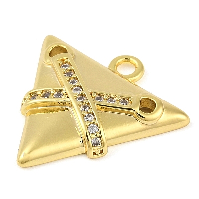 Cross Theme Real 18K Gold Plated Brass Micro Pave Clear Cubic Zirconia Pendants KK-L219-06G-04-1