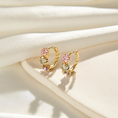 925 Sterling Silver Micro Pave Cubic Zirconia Hoop Earrings EJEW-K284-05G-1