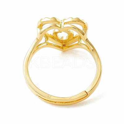 Real 18K Gold Plated Brass Alphabet Adjustable Rings RJEW-M139-18E-1