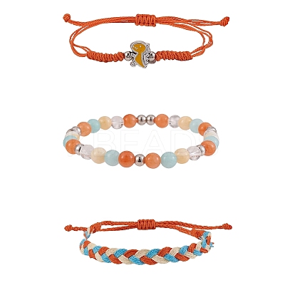 Waxed Polyester String Braided Cord Bracelets Set BJEW-SW00032-04-1