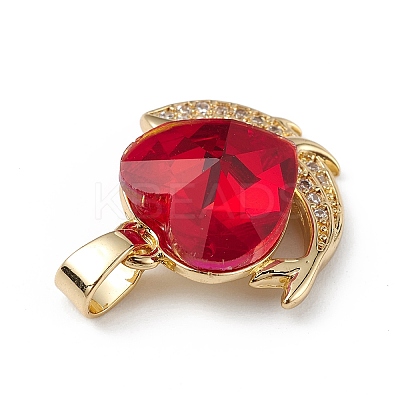 Real 18K Gold Plated Rack Plating Brass Micro Pave Cubic Zirconia Pendants KK-C015-28G-09-1