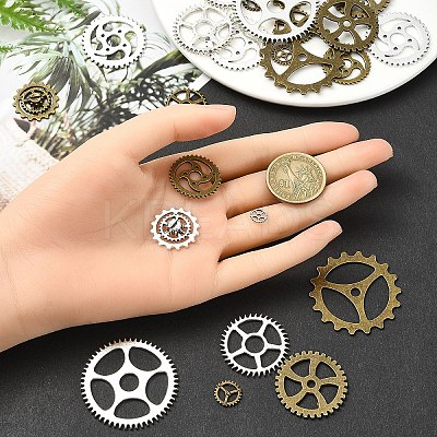 36Pcs 12 Styles Tibetan Style Alloy Steampunk Pendants TIBEP-YW0001-89-1