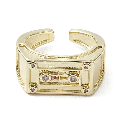 Brass with Cubic Zirconia Adjustable Rings RJEW-K257-59G-1