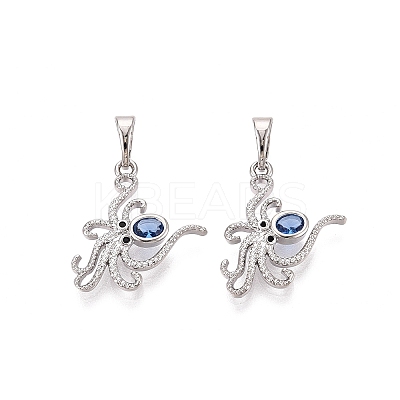 Brass Micro Pave Cubic Zirconia Pendants KK-Q073-09P-1