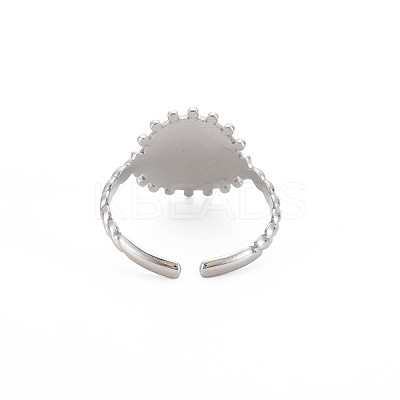 Non-Tarnish 304 Stainless Steel Flat Round with Initial Letter Open Cuff Ring for Men Women RJEW-S405-246P-V-1