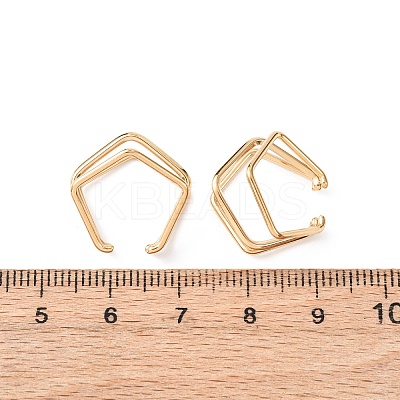 304 Stainless Steel Triple Pentagon Cuff Earrings EJEW-K268-88G-1