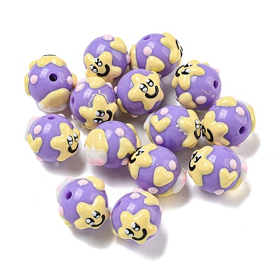 Hand Painted Opaque Acrylic with Enamel Beads MACR-D031-04C-1