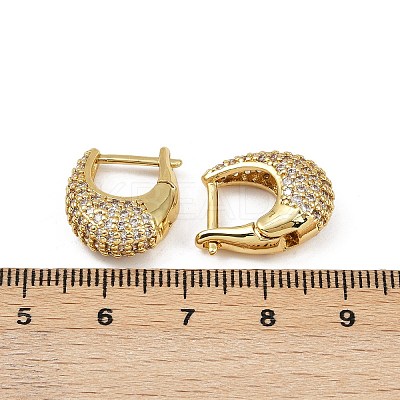 Oval Brass Micro Pave Clear Cubic Zirconia Hoop Earrings EJEW-S277-10G-A-1