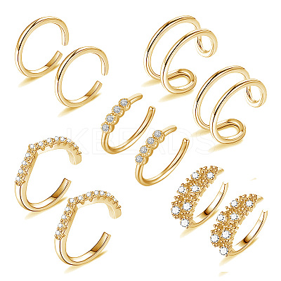 Brass Micro Pave Cubic Zirconia Cuff Earrings EJEW-G270-01G-1